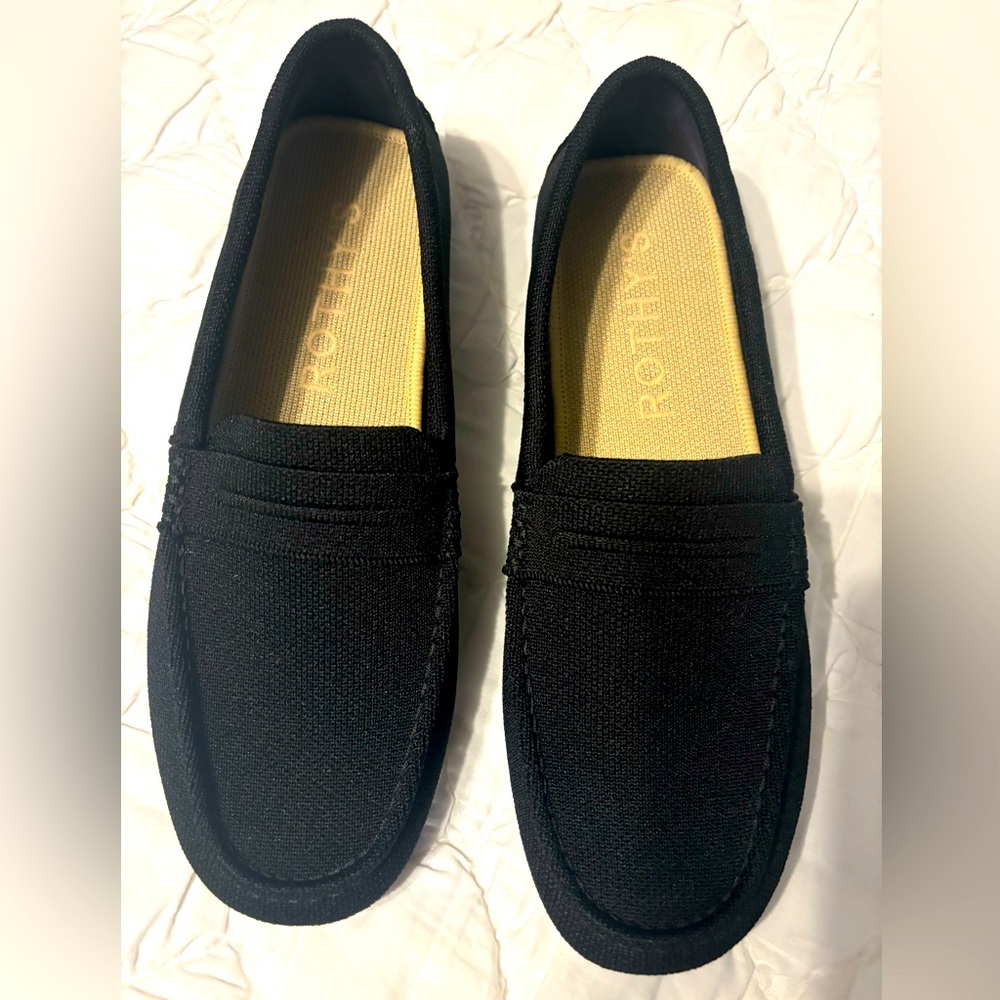 Rothy’s The Driver in Black Slip on Loafers Flats Comfortable